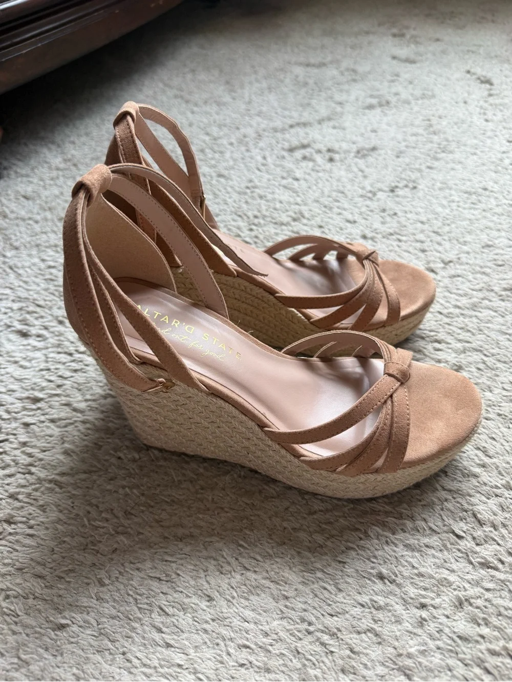 Altar'd State Tan Espadrille Wedge Sandals